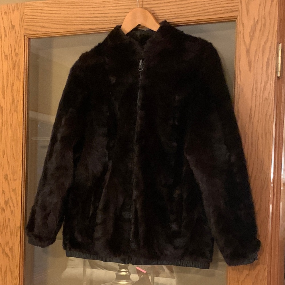 Vintage Dark Brown Mink Fur / Black  Lambskin Jacket Reversible
